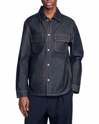 Vintage Oversized Fit Denim Shirt Jacket by SANDRO PARIS