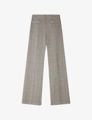 Wide-Leg Check-Print Wool-Blend Trousers by SANDRO PARIS