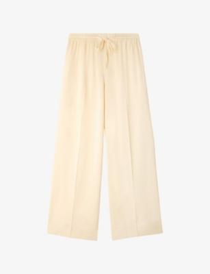 Wide-Leg Drawstring-Waist Satin Trousers by SANDRO PARIS