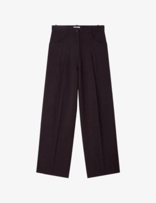 Wide-Leg Mid-Rise Woven Trousers by SANDRO PARIS