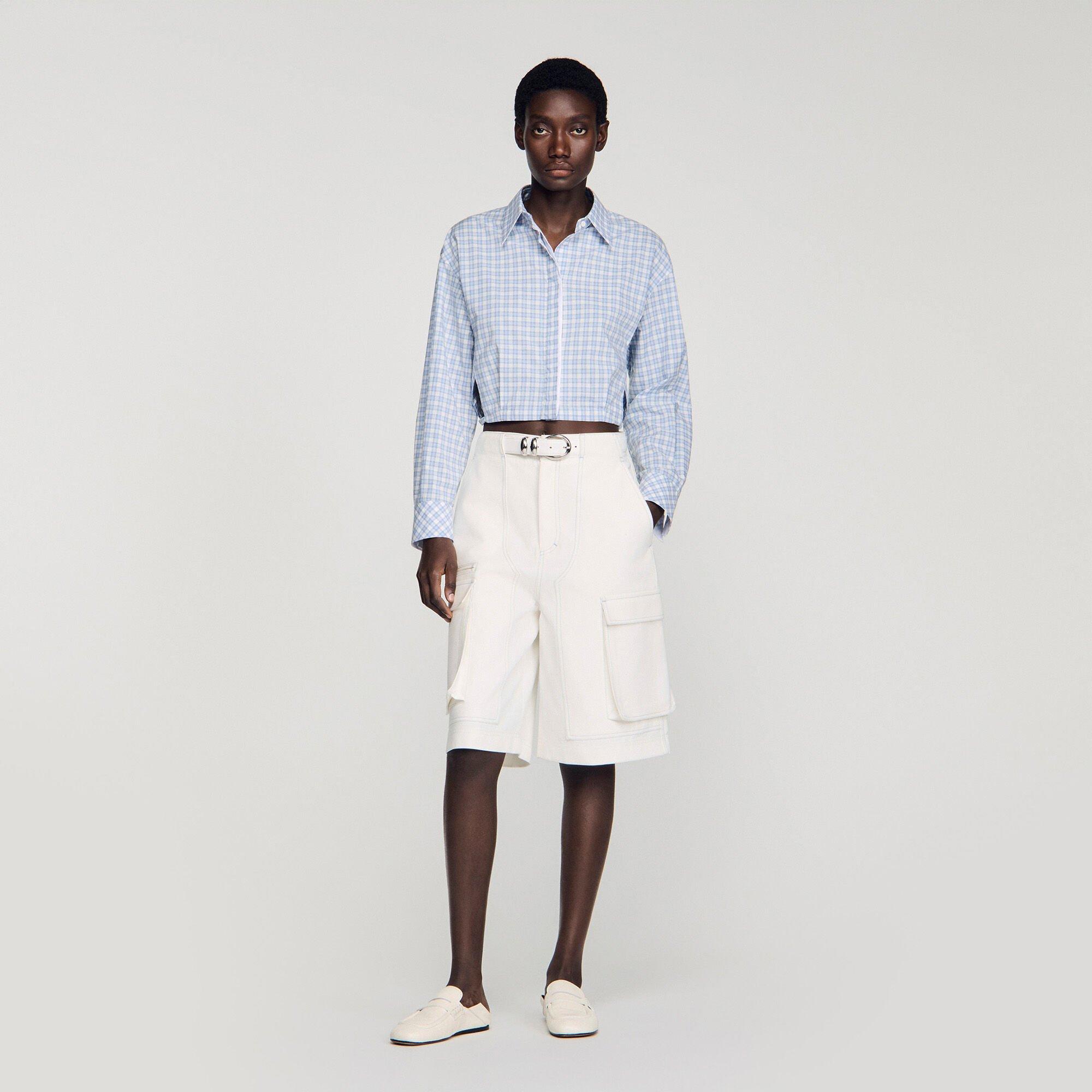 Wide-leg cotton Bermuda shorts by SANDRO PARIS