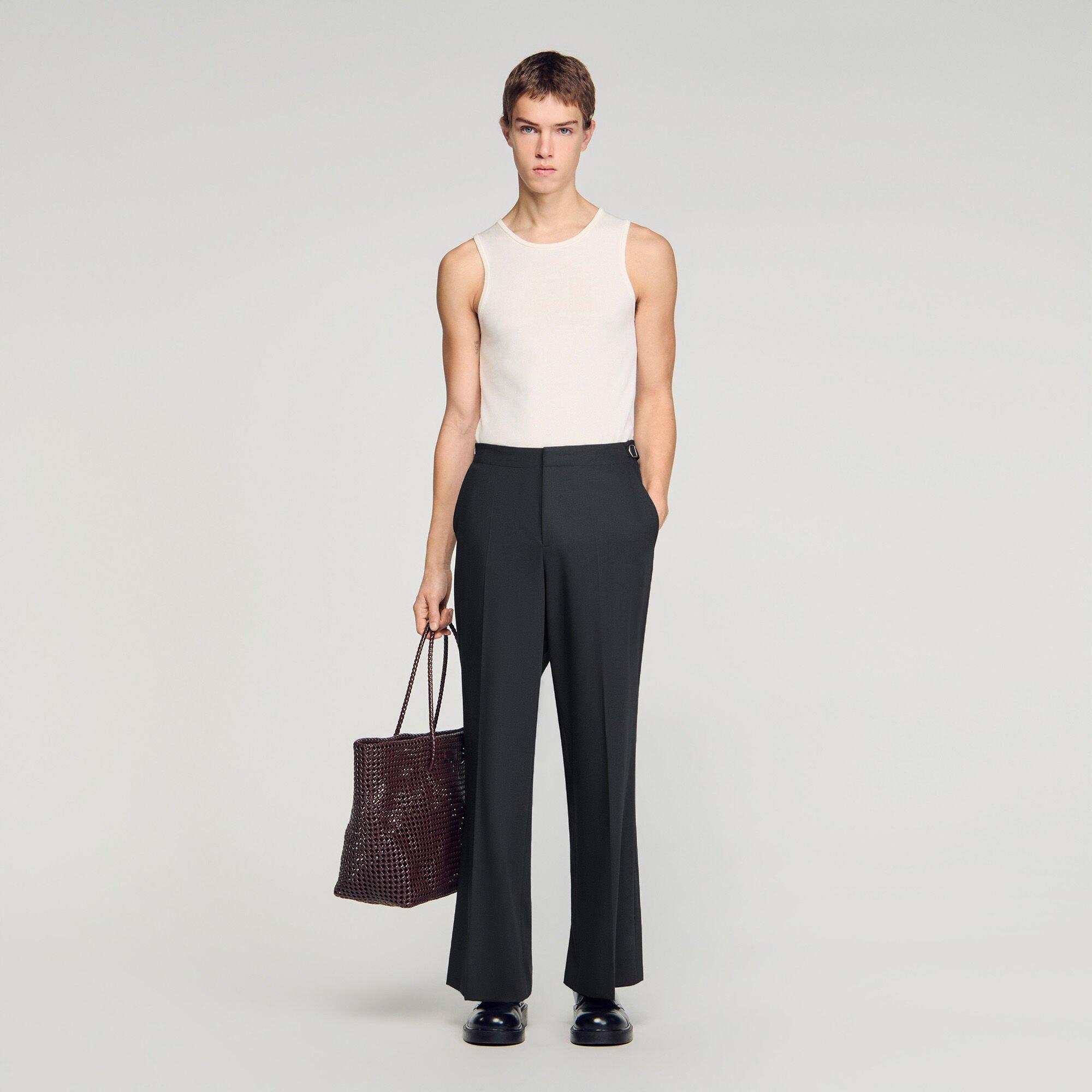 Wide-leg wool trousers with buckles by SANDRO PARIS
