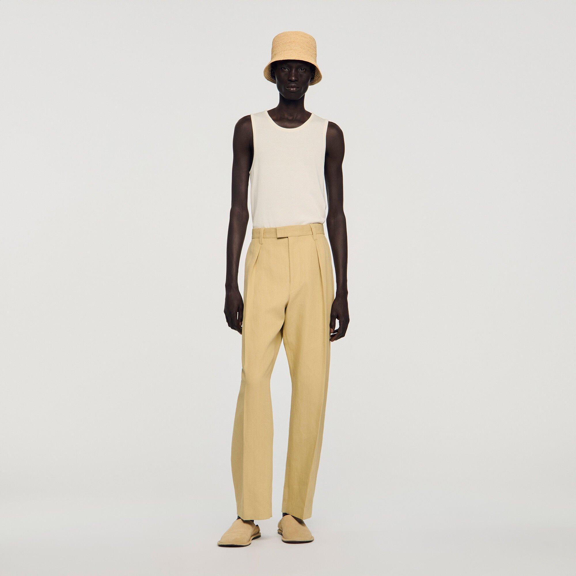 Wide pleated cotton-linen trousers by SANDRO PARIS