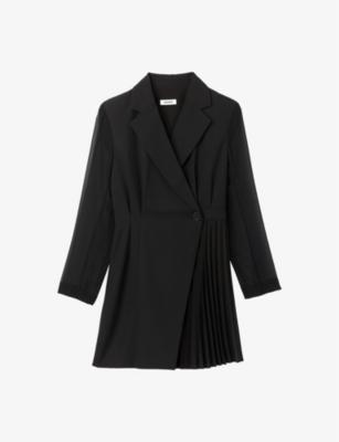 Wrap-over woven and wool-blend mini dress by SANDRO PARIS