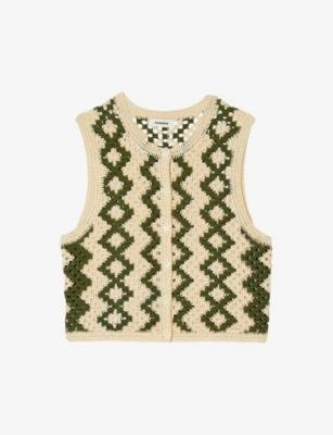 Zig-zag weave crochet-knit cardigan by SANDRO PARIS