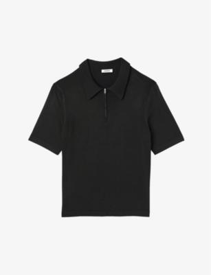 Zipped stretch-woven polo shirt by SANDRO PARIS