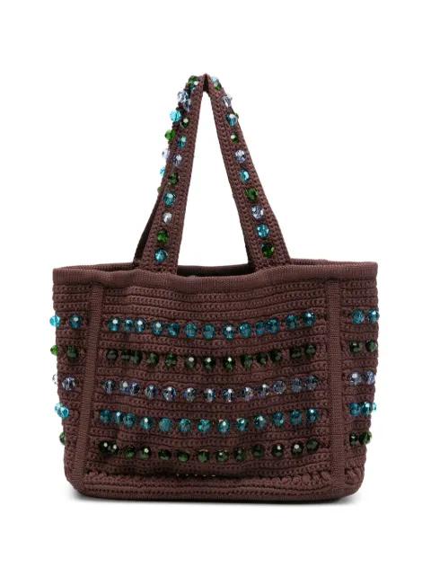 bead-embellished crochet-knit tote bag by SANDRO PARIS