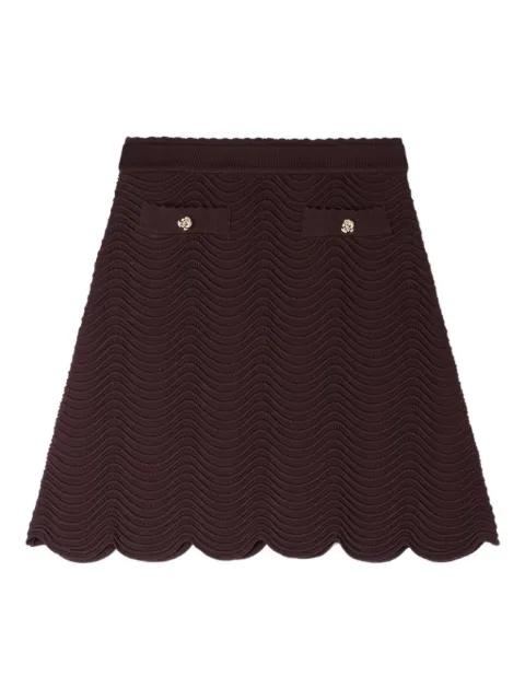 button-detail scallop-hem knitted skirt by SANDRO PARIS