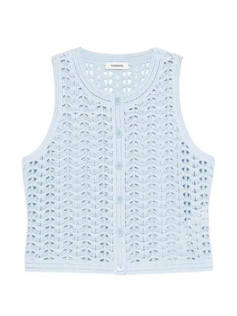 buttoned crochet top by SANDRO PARIS