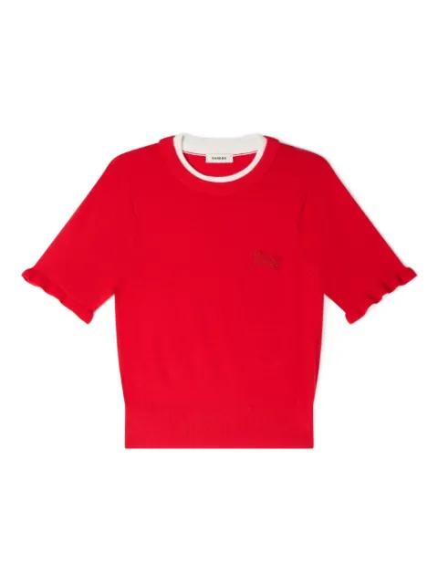 contrast-collar wool top by SANDRO PARIS