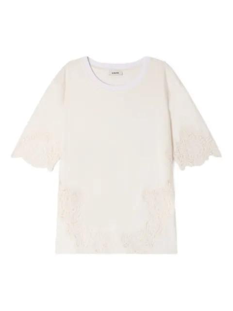 cotton T-shirt with lace detail by SANDRO PARIS