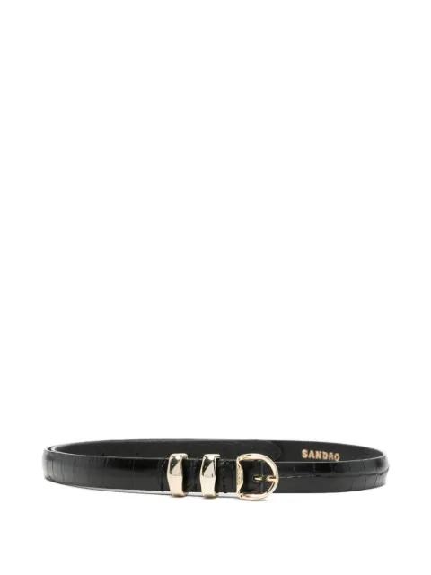 croc-embossed leather belt by SANDRO PARIS