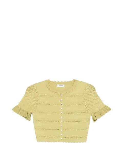cropped ruffled knit top by SANDRO PARIS