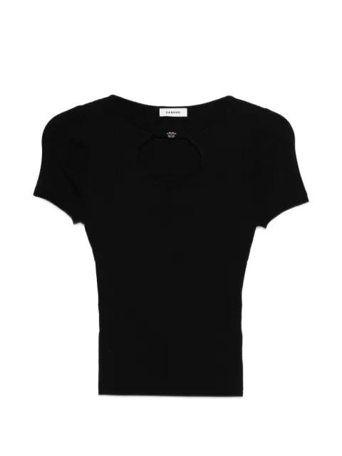 cut-out ribbed knit T-shirt by SANDRO PARIS