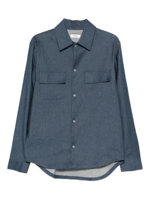 denim-effect cotton and linen shirt by SANDRO PARIS