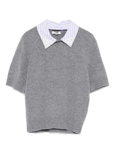 detachable striped-collar wool sweater by SANDRO PARIS