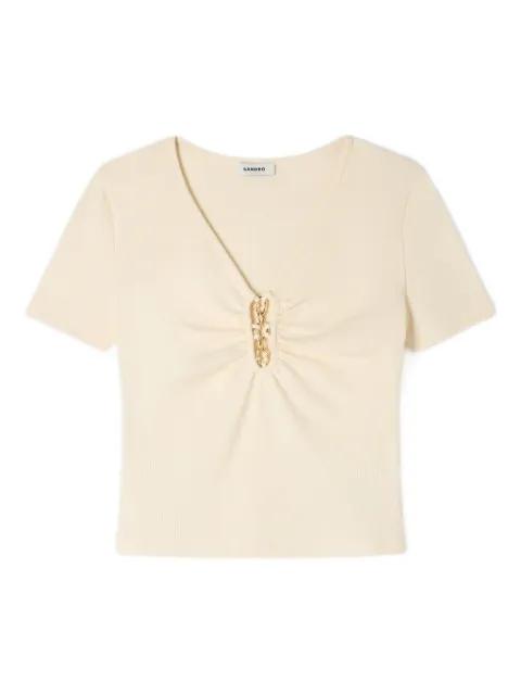 detail V-neck T-shirt by SANDRO PARIS