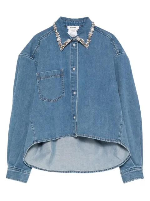 embellished-collar denim shirt by SANDRO PARIS
