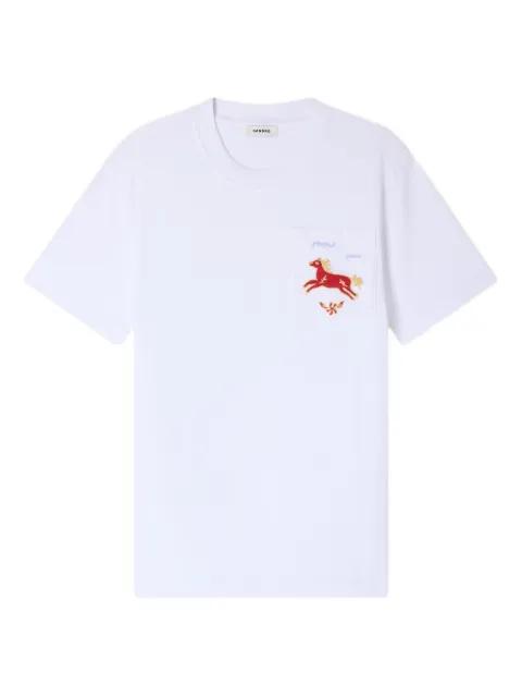 embroidered horse cotton T-shirt by SANDRO PARIS