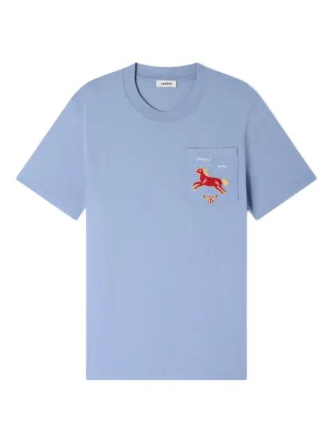 embroidered horse cotton T-shirt by SANDRO PARIS