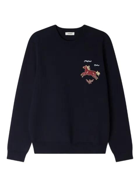 embroidered horse sweatshirt by SANDRO PARIS
