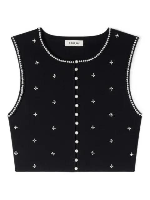 floral strassé cropped top by SANDRO PARIS