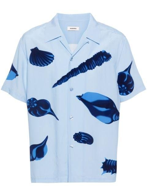 graphic-print notched-collar shirt by SANDRO PARIS
