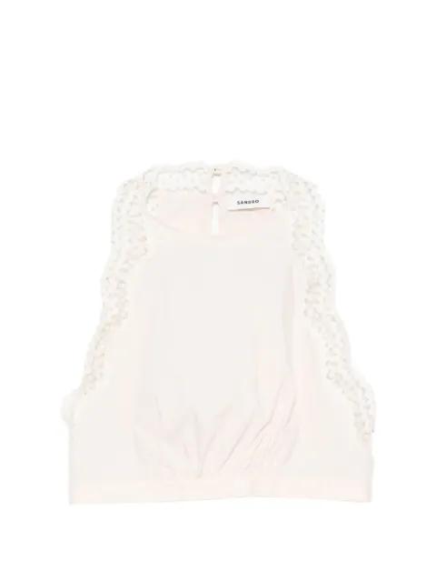 lace-trim cropped top by SANDRO PARIS
