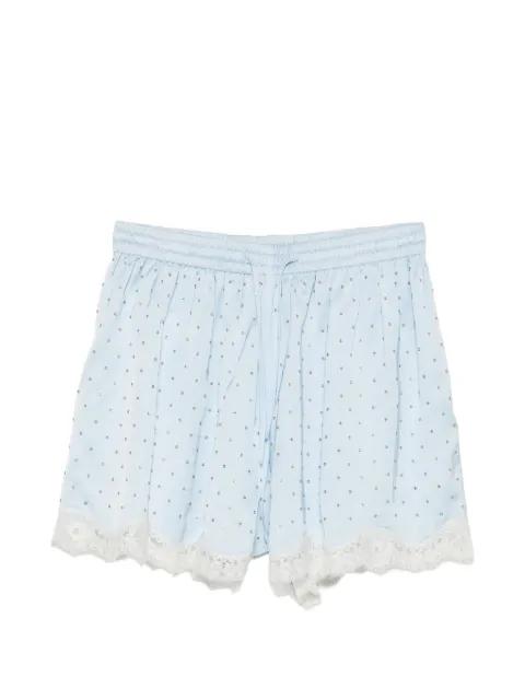 lace-trim rhinestone-embellished shorts by SANDRO PARIS