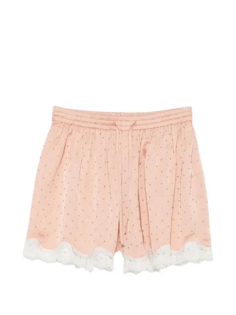 lace-trim rhinestone-embellished shorts by SANDRO PARIS