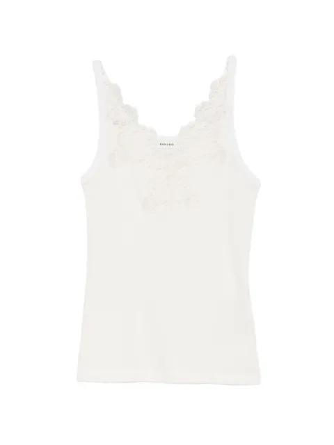 lace-trim ribbed-knit top by SANDRO PARIS