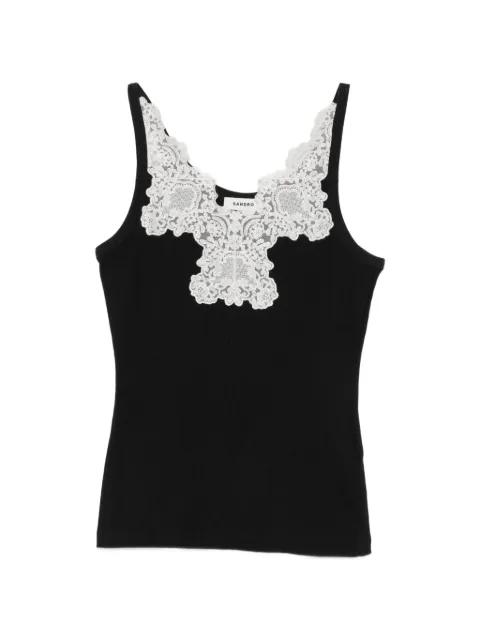 lace-trim ribbed-knit top by SANDRO PARIS