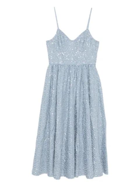 midi striped-pattern sequin-detail dress by SANDRO PARIS