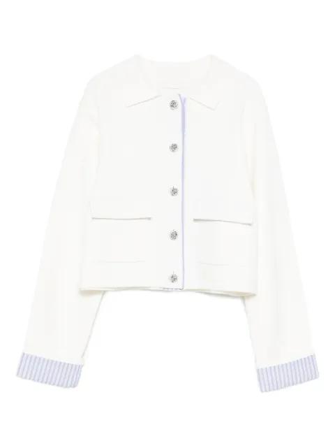 polo-collar striped-cuff cardigan by SANDRO PARIS