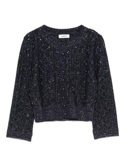 rhinestone-embellished knit cardigan by SANDRO PARIS