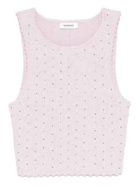 rhinestone-embellished knit crop top by SANDRO PARIS