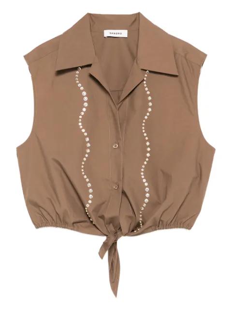 rhinestone-embellished tie-up hem shirt by SANDRO PARIS