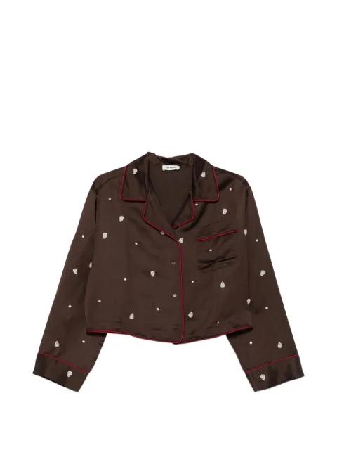 rhinestone-embroidered piped-trim shirt by SANDRO PARIS
