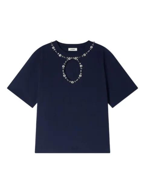 rhinestone openwork T-shirt by SANDRO PARIS