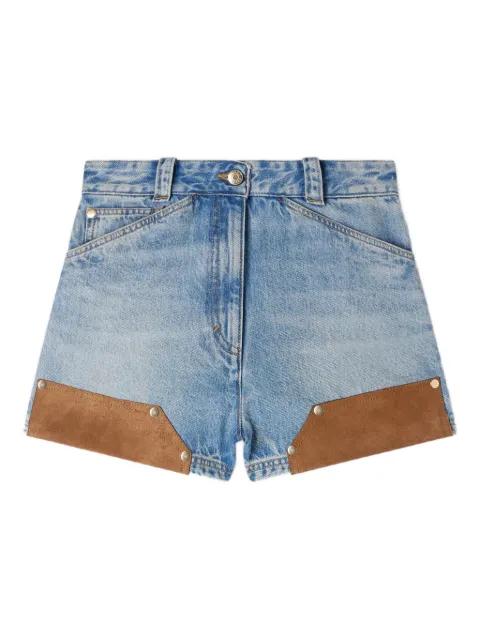 riveted denim and suede shorts by SANDRO PARIS