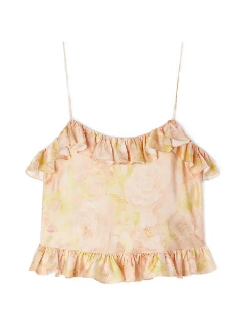 ruffled floral print top by SANDRO PARIS