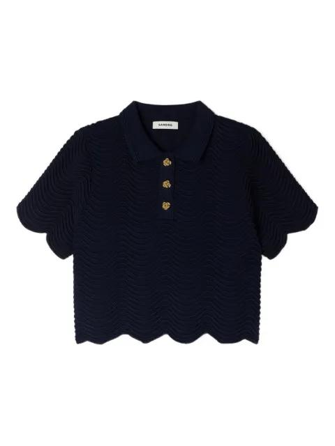 scalloped cropped polo top by SANDRO PARIS