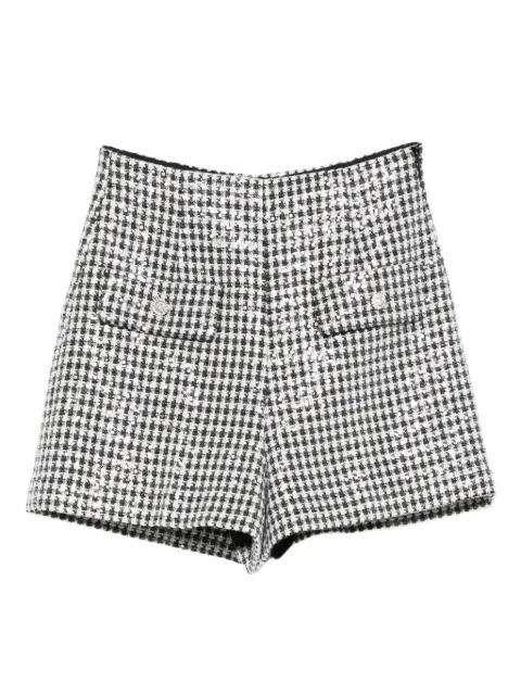 sequin houndstooth tweed shorts by SANDRO PARIS