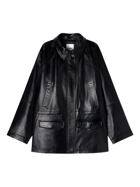 shirt collar leather jacket by SANDRO PARIS