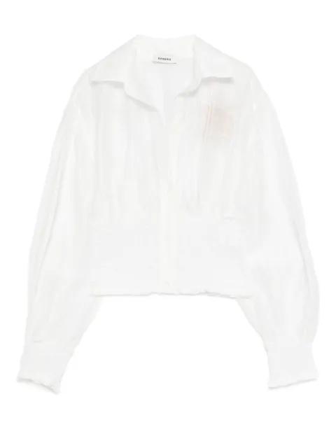 smocked linen shirt by SANDRO PARIS