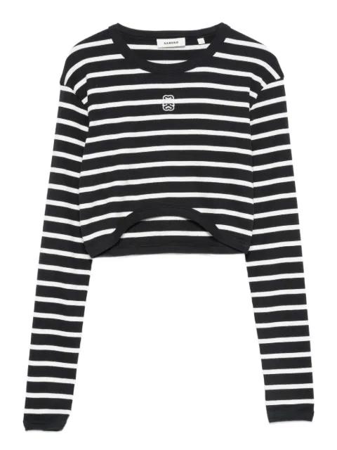 striped embroidered cotton T-shirt by SANDRO PARIS