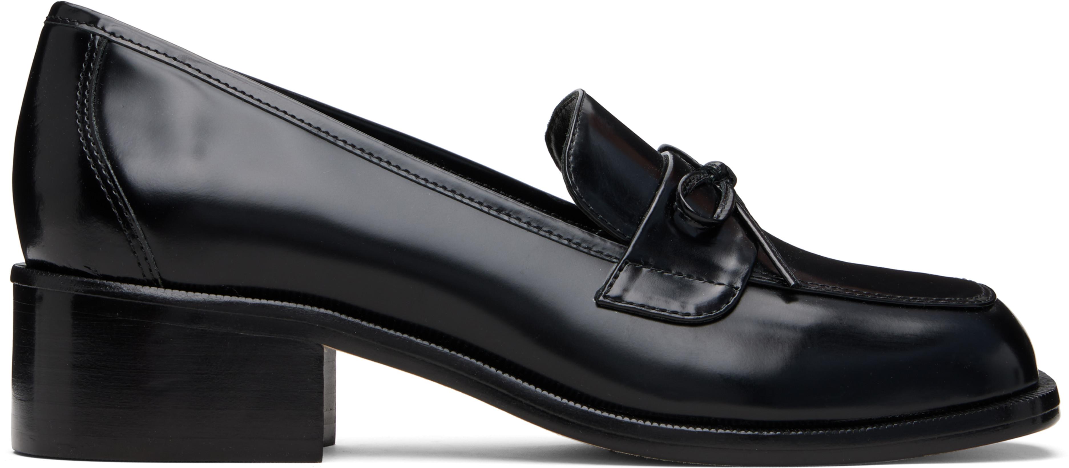 Black Spazzolato Leather Loafers by SANDY LIANG