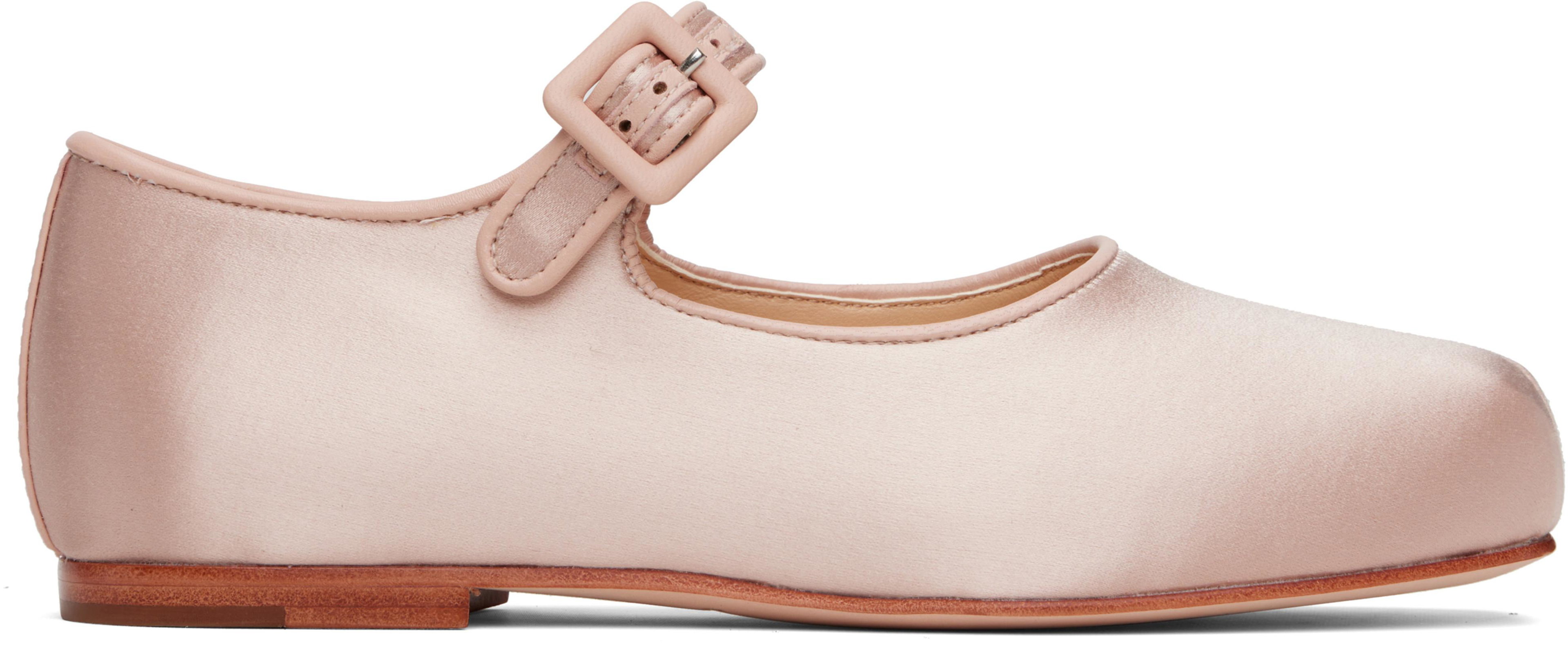 Pink Mary Jane Pointe Ballerina Flats by SANDY LIANG