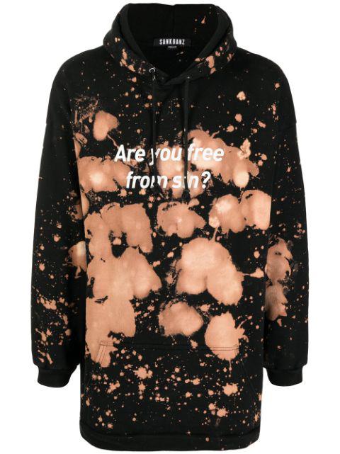 tie dye-print cotton hoodie by SANKUANZ