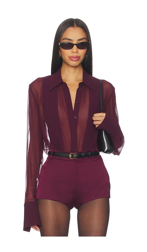 SANS FAFF Meghan Panelled Silk Blouse in Burgundy by SANS FAFF